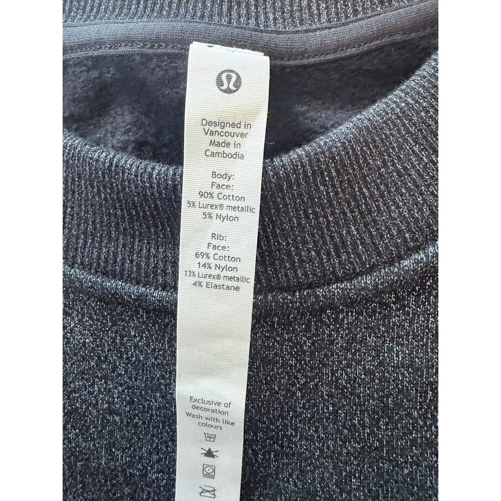 Lululemon Perfectly Oversized Cropped Crew Black Sparkle Size 4 NWT - Picture 3 of 7